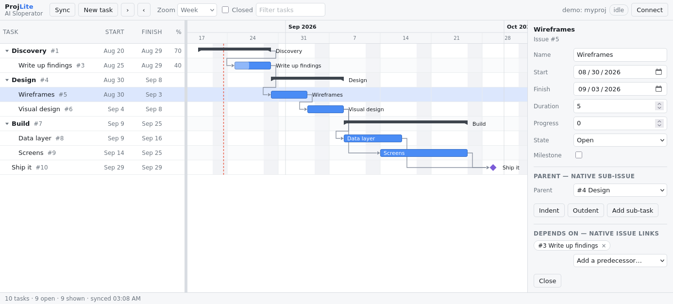 ProjLite screenshot
